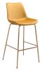 Tony Yellow & Gold Glam Velvet Barstool with Steel Frame
