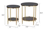 Koper Modern Steel & Marble Coffee Table Set