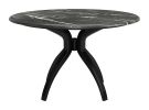 Sumay Black Modern Marble-Look Laminate Dining Table with Solid Wood Base