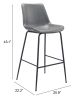 Byron Mid-Century Modern Vinyl Barstool - Gray