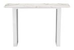 Modern Faux Marble Console Table with Brushed Silver Base