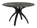 Sumay Black Modern Marble-Look Laminate Dining Table with Solid Wood Base