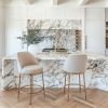 Nordhavn Modern Beige Swivel Counter Stool with Forged-Look Steel Frame