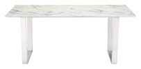Modern Faux Marble Dining Table with Brushed Silver Base