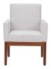 Senzil Ivory Modern Deco Fabric Dining Chair with Arms