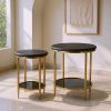 Koper Modern Steel & Marble Coffee Table Set