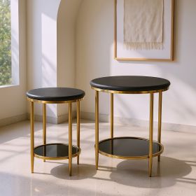 Koper Modern Steel & Marble Coffee Table Set