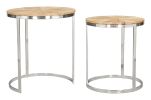 Bari Modern Acacia Wood Coffee Table Set with Steel Frame