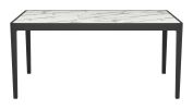 Tokai White Modern Marble-Look Laminate Dining Table with Solid Wood Base