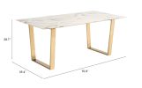 Atlas Modern Faux Marble Dining Table with Gold Geometric Base