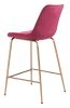 Tony Red & Gold Glam Velvet Counter Stool with Steel Frame