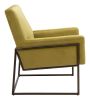 Modern Deco Olive Velvet Accent Chair with Steel Base