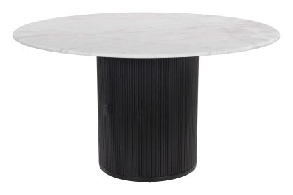 Izola Modern Mango Wood Dining Table with Storage - Black & White