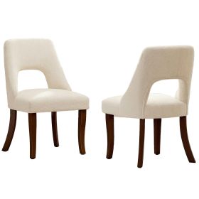 Set of 2 Modern Cutout-Back Dining Chairs – Chenille Upholstery