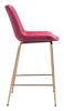 Tony Red & Gold Glam Velvet Counter Stool with Steel Frame