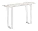 Modern Faux Marble Console Table with Brushed Silver Base