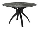 Sumay Black Modern Marble-Look Laminate Dining Table with Solid Wood Base