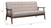 Rocky Putty Modern Three-Seat Sofa with Button Tufting