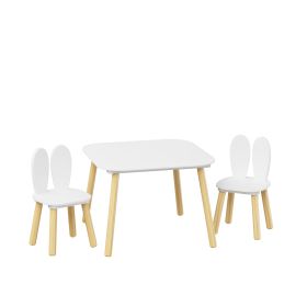3-Piece Kids Table & Chair Set – White with Rabbit Ear Chairs