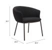 Essen Modern Teddy Fabric Dining Chair - Black & Bronze