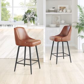 Keppel Glam Art Deco Swivel Counter Stool - Brown