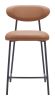 Rorun Brown Modern Vinyl Counter Stool with Steel Frame