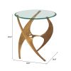 Sabel Gold Modern Glass & Aluminum Side Table