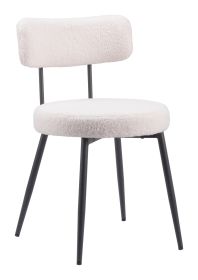 Blanca Modern Ivory Dining Chair with Black Steel Frame