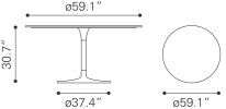 Metropolis 60-Inch Raw Marble Dining Table
