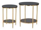Koper Modern Steel & Marble Coffee Table Set