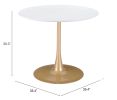 Opus White & Gold Modern Floating Disc Pedestal Dining Table