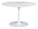 Phoenix White Modern Marble Disc Pedestal Dining Table