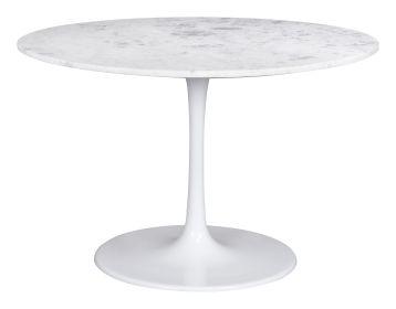 Phoenix White Modern Marble Disc Pedestal Dining Table
