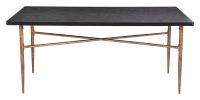 Modern Glam Black Laminate MDF Table with Textured Steel Base