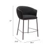 Essen Modern Teddy Fabric Counter Stool - Black