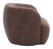 Modern Shearling-Style Swivel Accent Chair - Brown