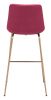 Tony Red & Gold Glam Velvet Barstool with Steel Frame