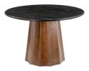 Aipe Marble Top Dining Table – Acacia Wood Storage Table