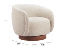 Vinta Beige Modern Polyester Swivel Chair with Elm Wood