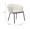 Essen Modern Teddy Fabric Dining Chair - Ivory