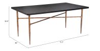 Modern Glam Black Laminate MDF Table with Textured Steel Base