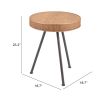 Stuart Natural Modern Wood & Rattan Side Table with Steel Frame
