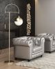 Waterloo White & Bronze Mid-Century Modern Floor Lamp with Frosted Glass