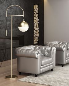 Waterloo White & Bronze Mid-Century Modern Floor Lamp with Frosted Glass