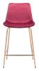Tony Red & Gold Glam Velvet Counter Stool with Steel Frame