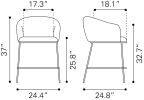 Essen Modern Teddy Fabric Counter Stool - Ivory