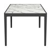 Tokai White Modern Marble-Look Laminate Dining Table with Solid Wood Base