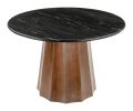 Aipe Marble Top Dining Table – Acacia Wood Storage Table