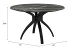 Sumay Black Modern Marble-Look Laminate Dining Table with Solid Wood Base