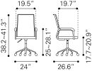 Liderato Mid-Century Modern Vinyl Office Chair - Black